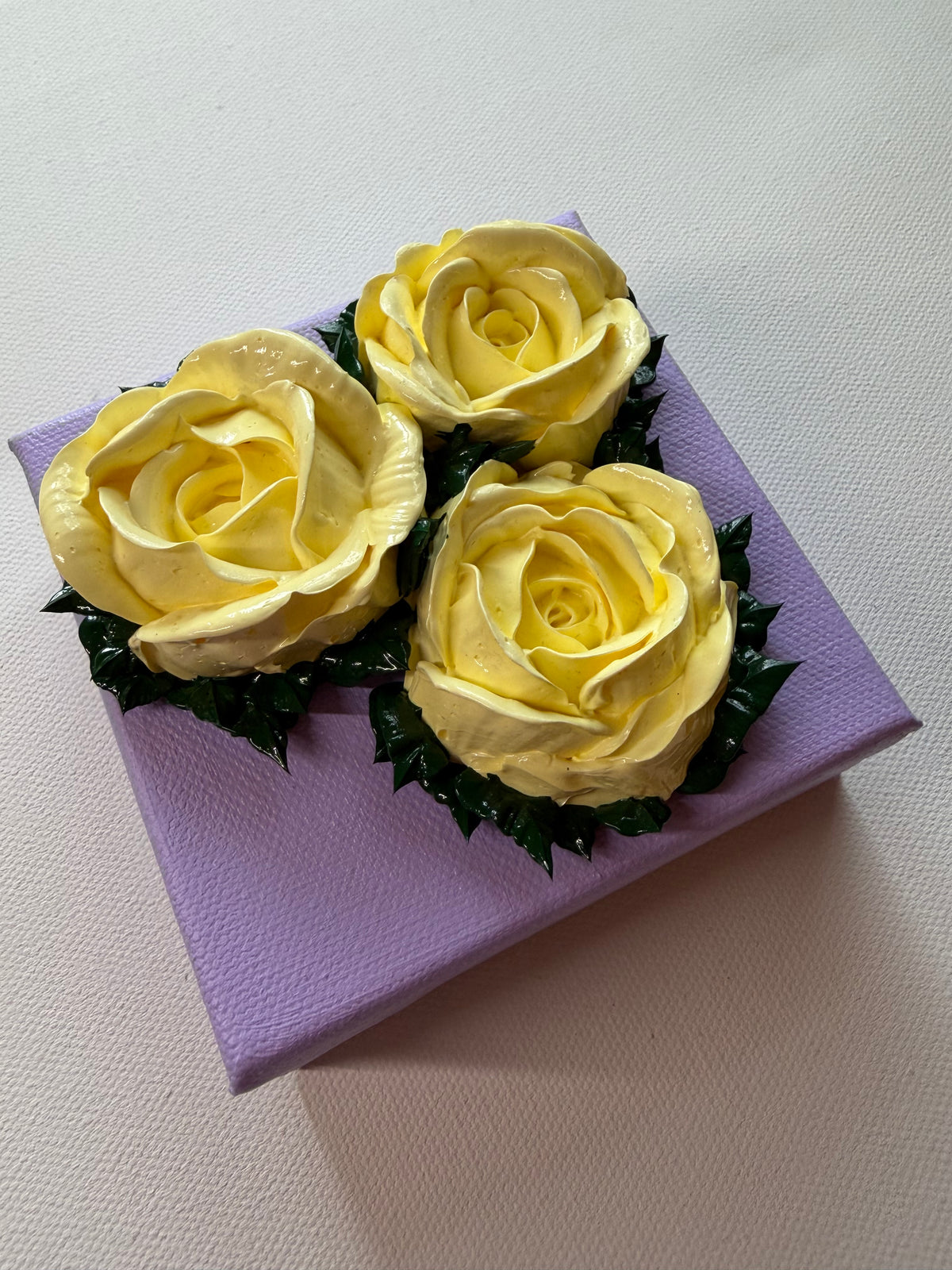 4x4 inch Cream Roses on Purple