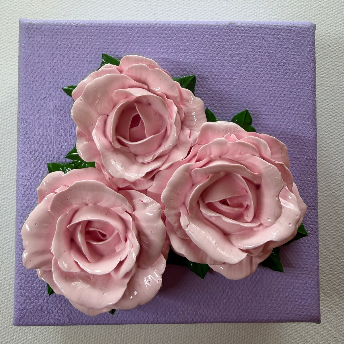 4x4 inch Pink Roses on Purple