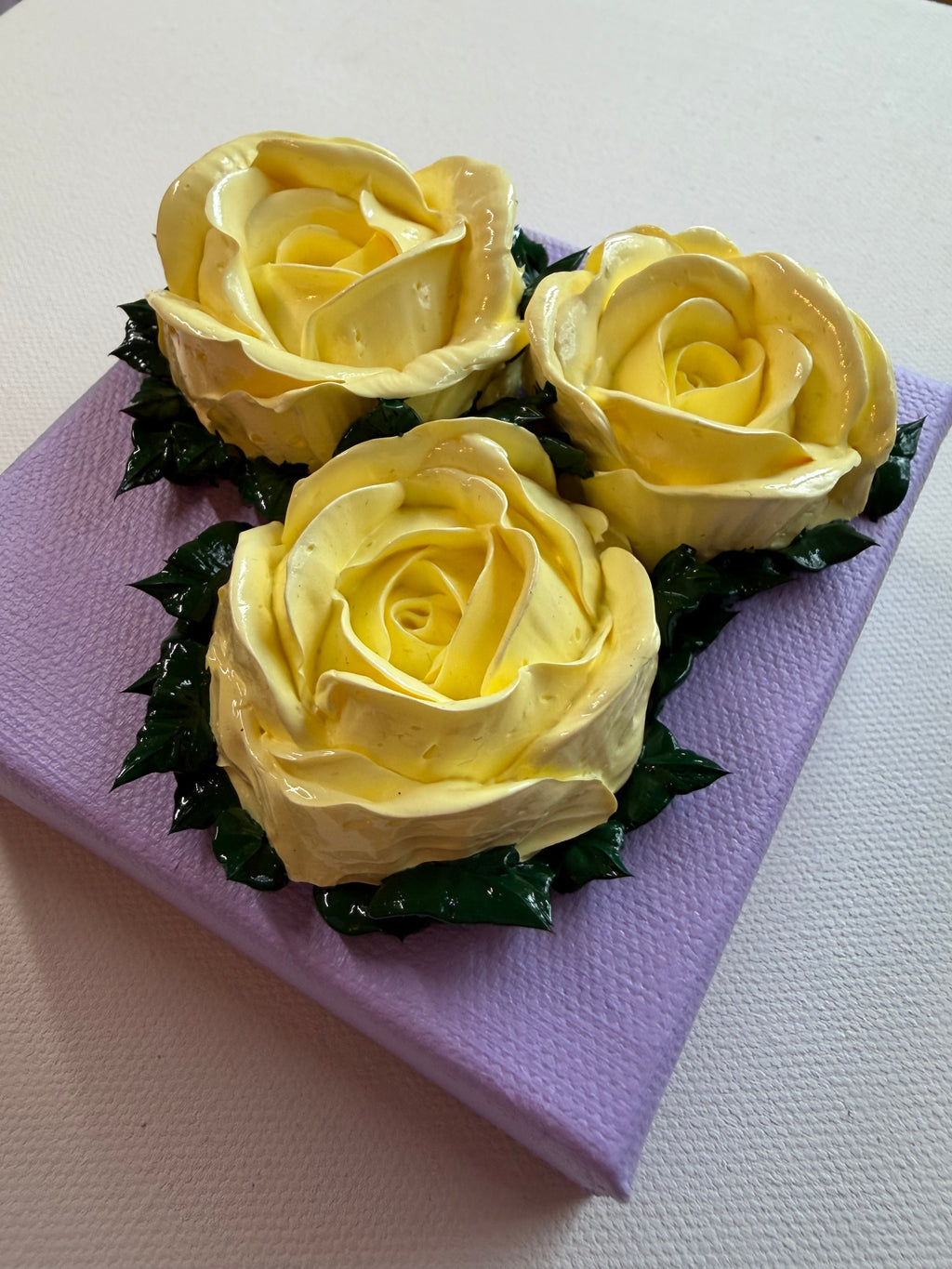 4x4 inch Cream Roses on Purple