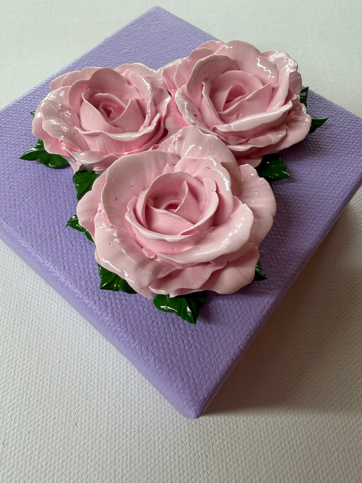 4x4 inch Pink Roses on Purple
