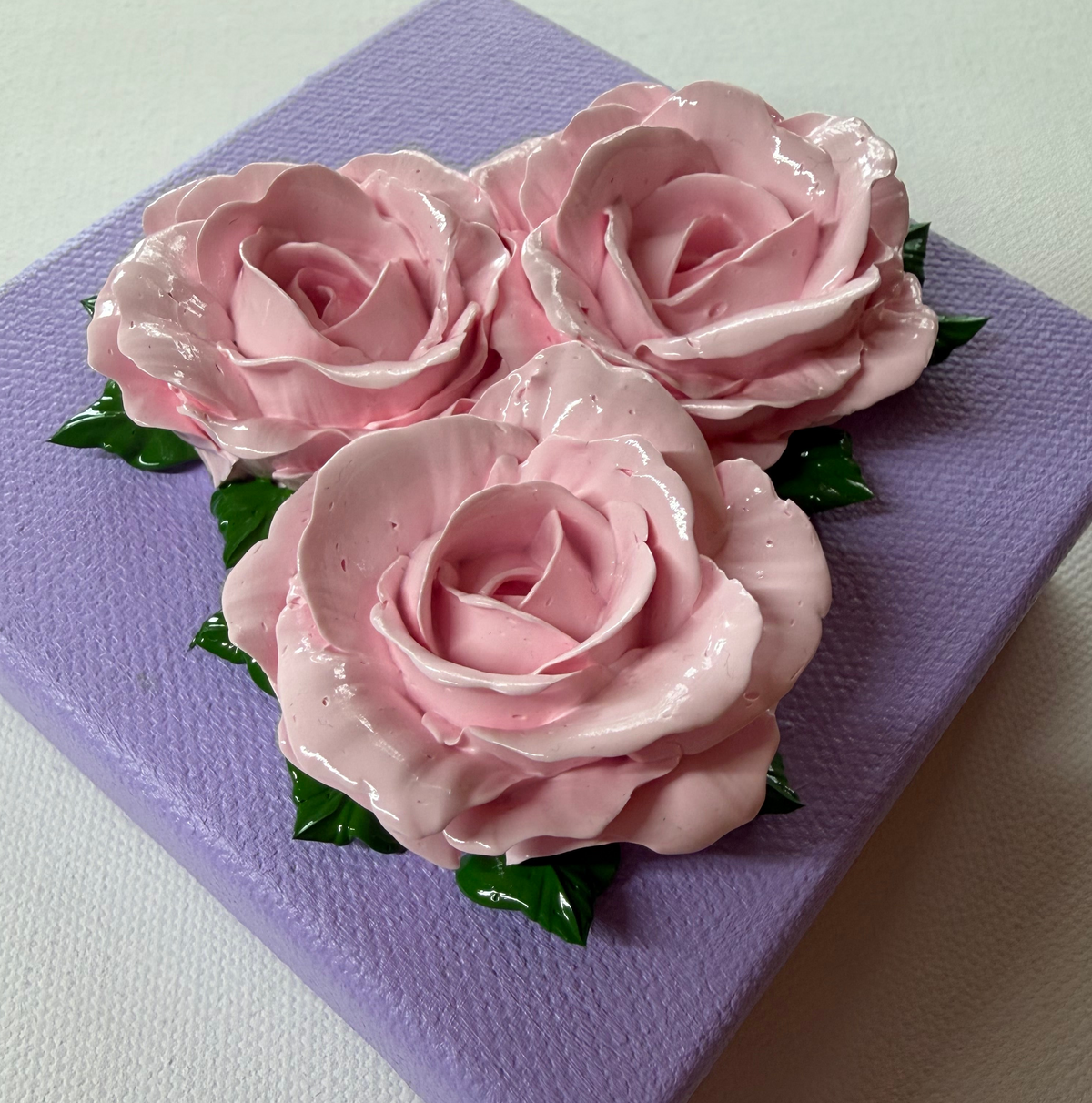 4x4 inch Pink Roses on Purple