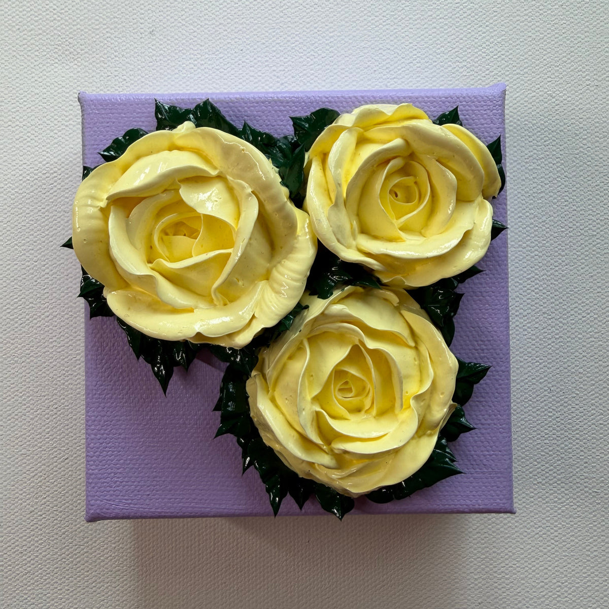 4x4 inch Cream Roses on Purple