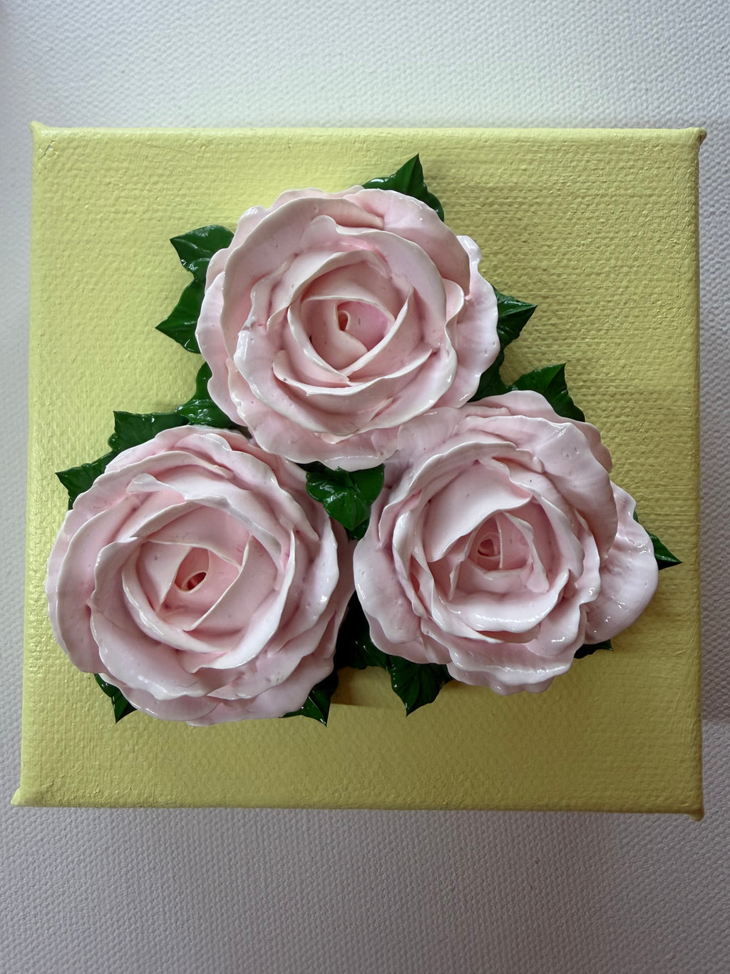 4x4 inch Light Pink Roses on Yellow