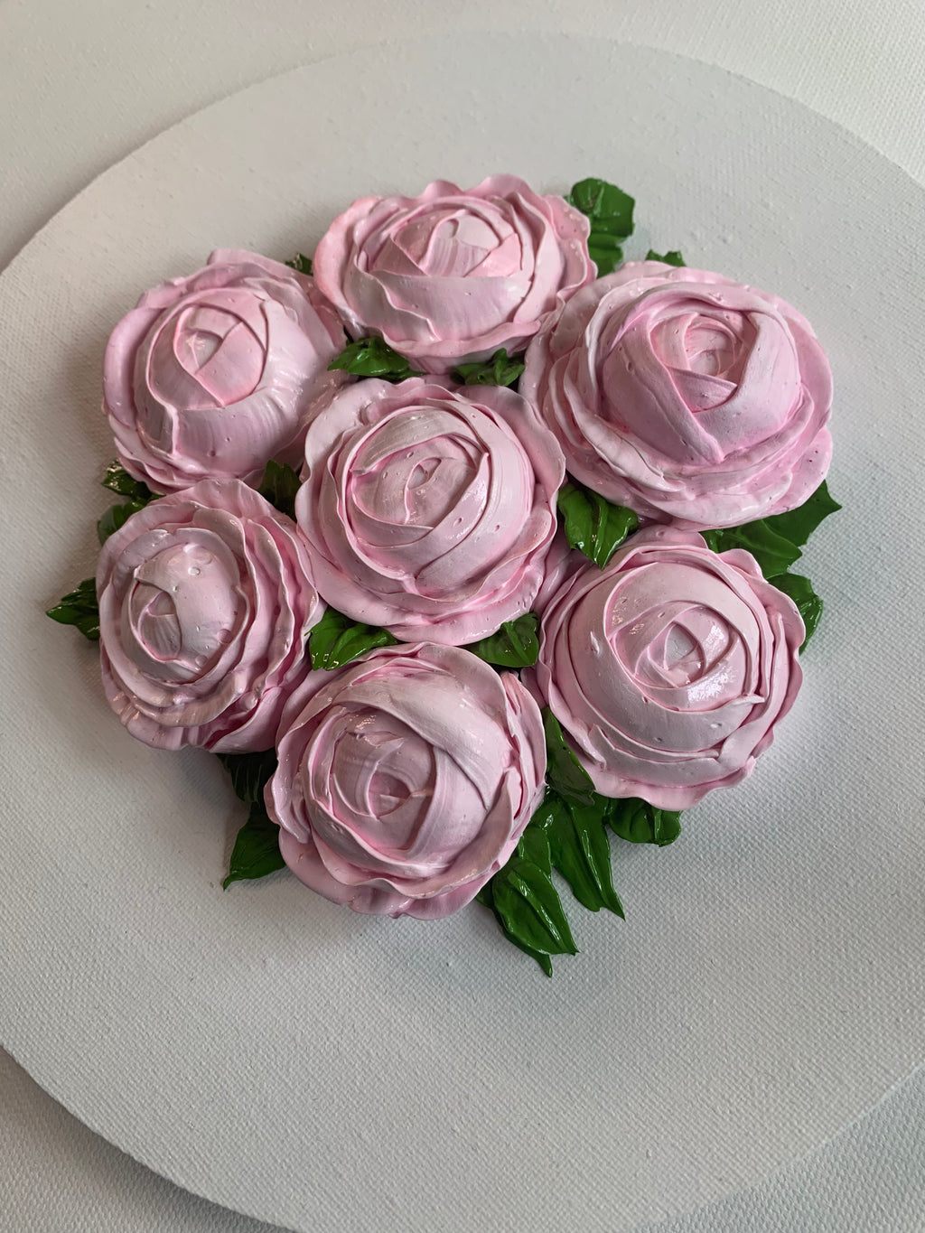 10 inch Round Light Pink Peonies on White