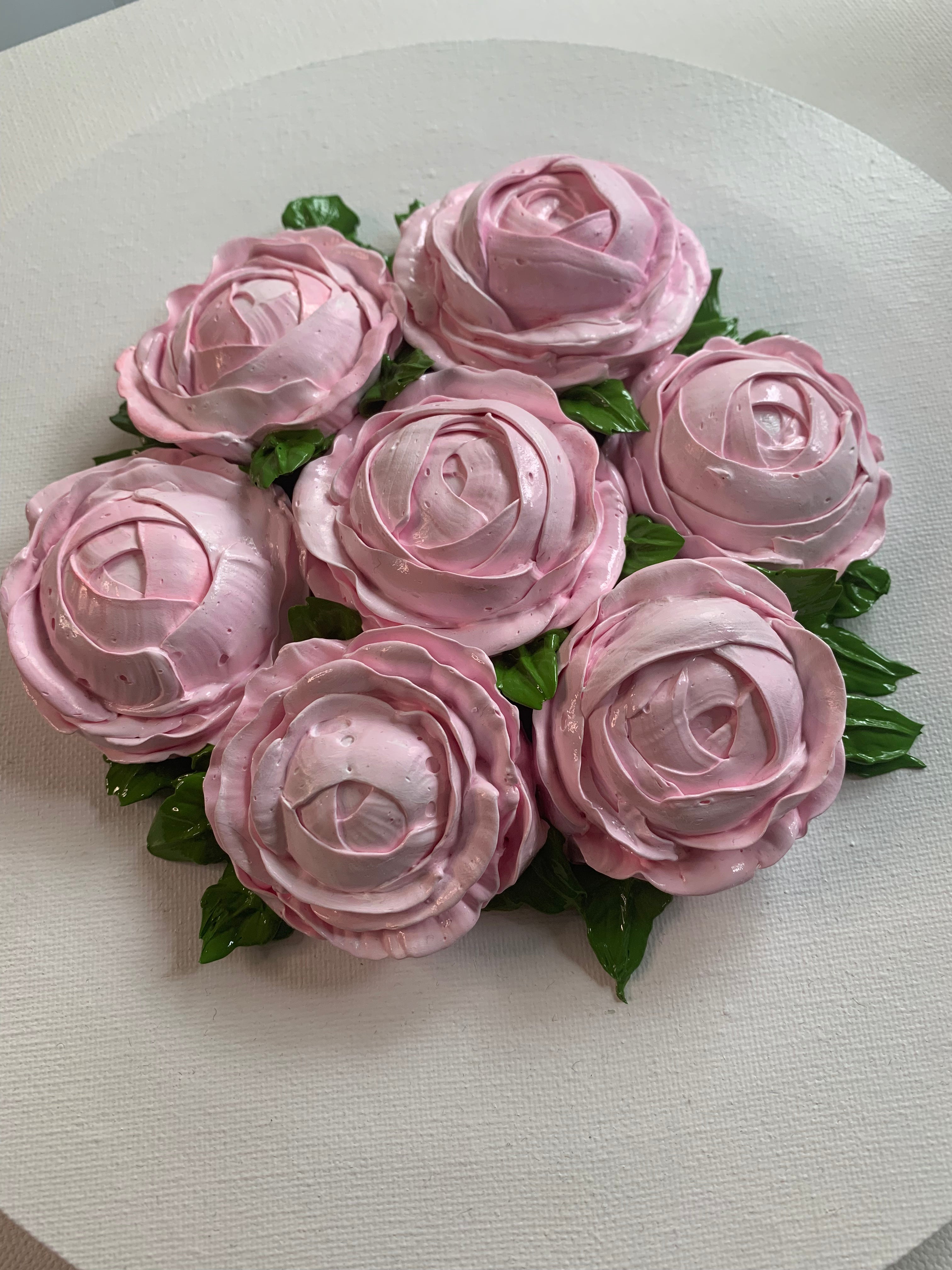 10 inch Round Light Pink Peonies on White