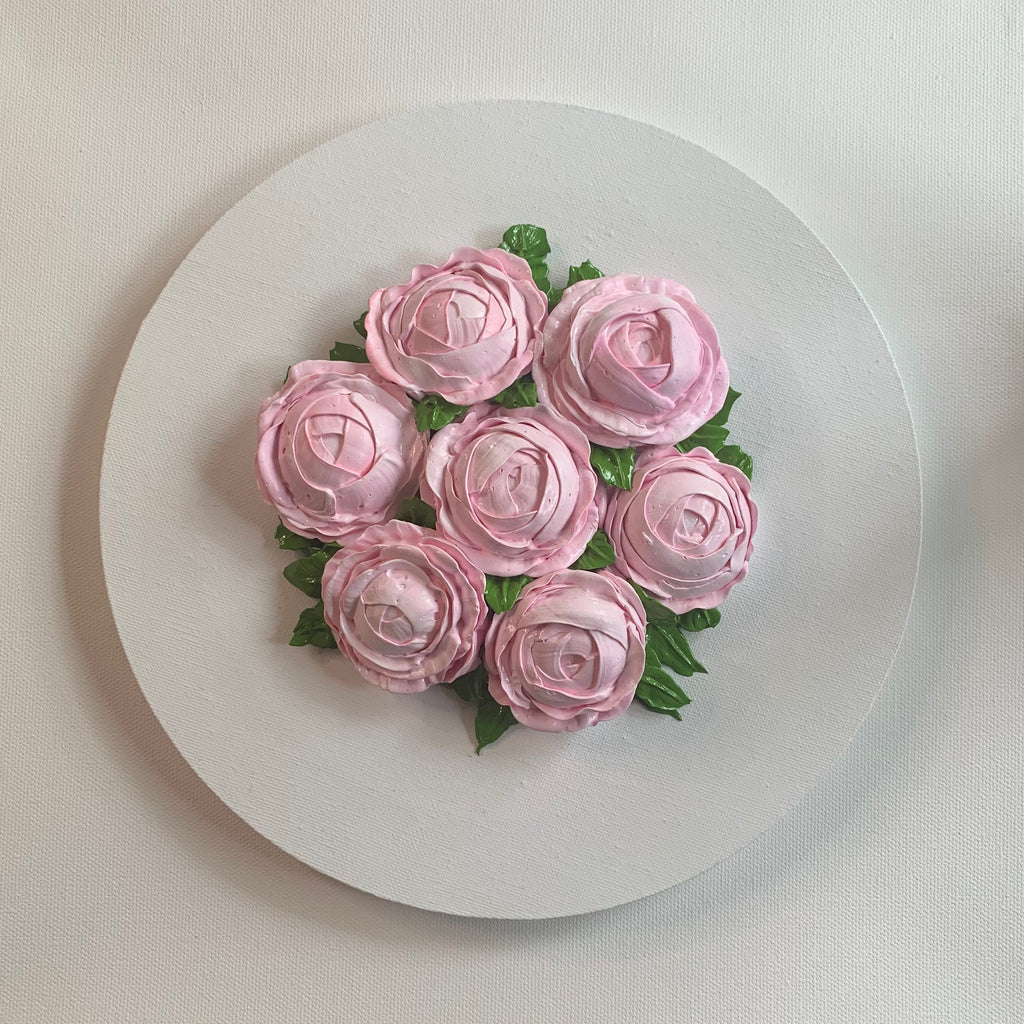 10 inch Round Light Pink Peonies on White