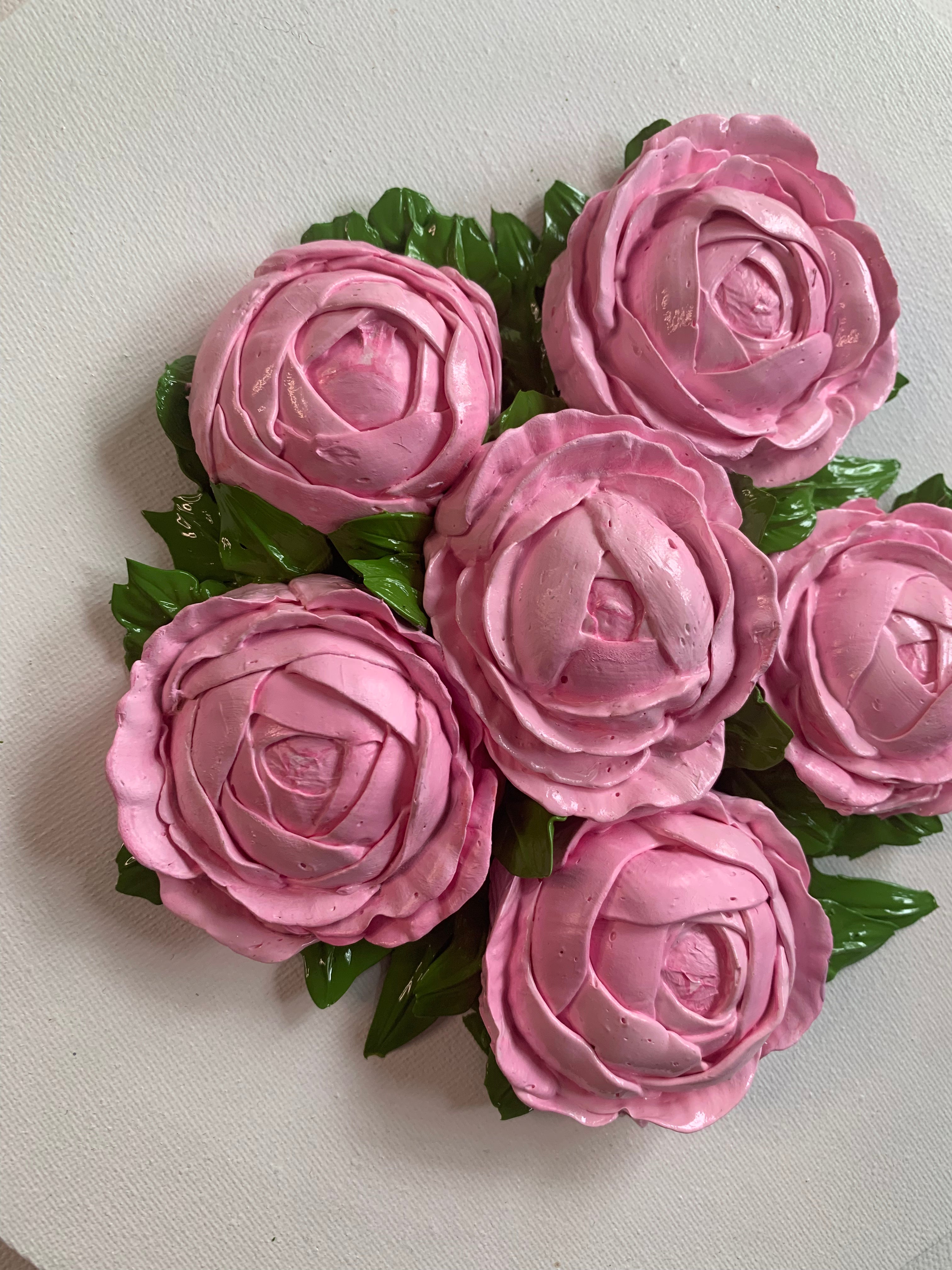 10 inch Round Pink Peonies on White