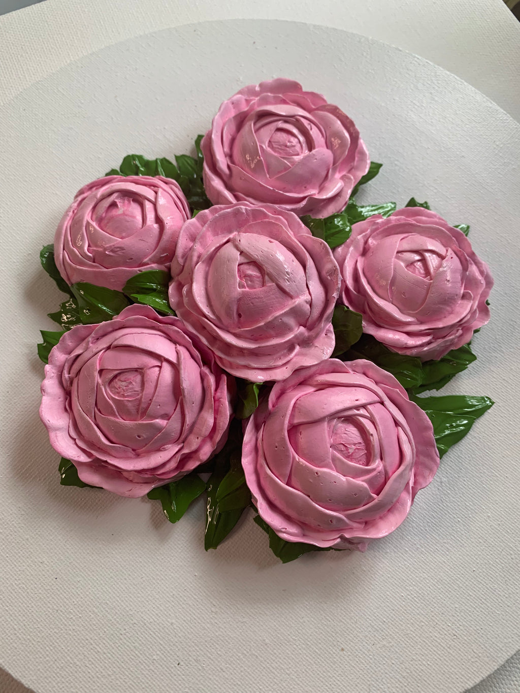 10 inch Round Pink Peonies on White