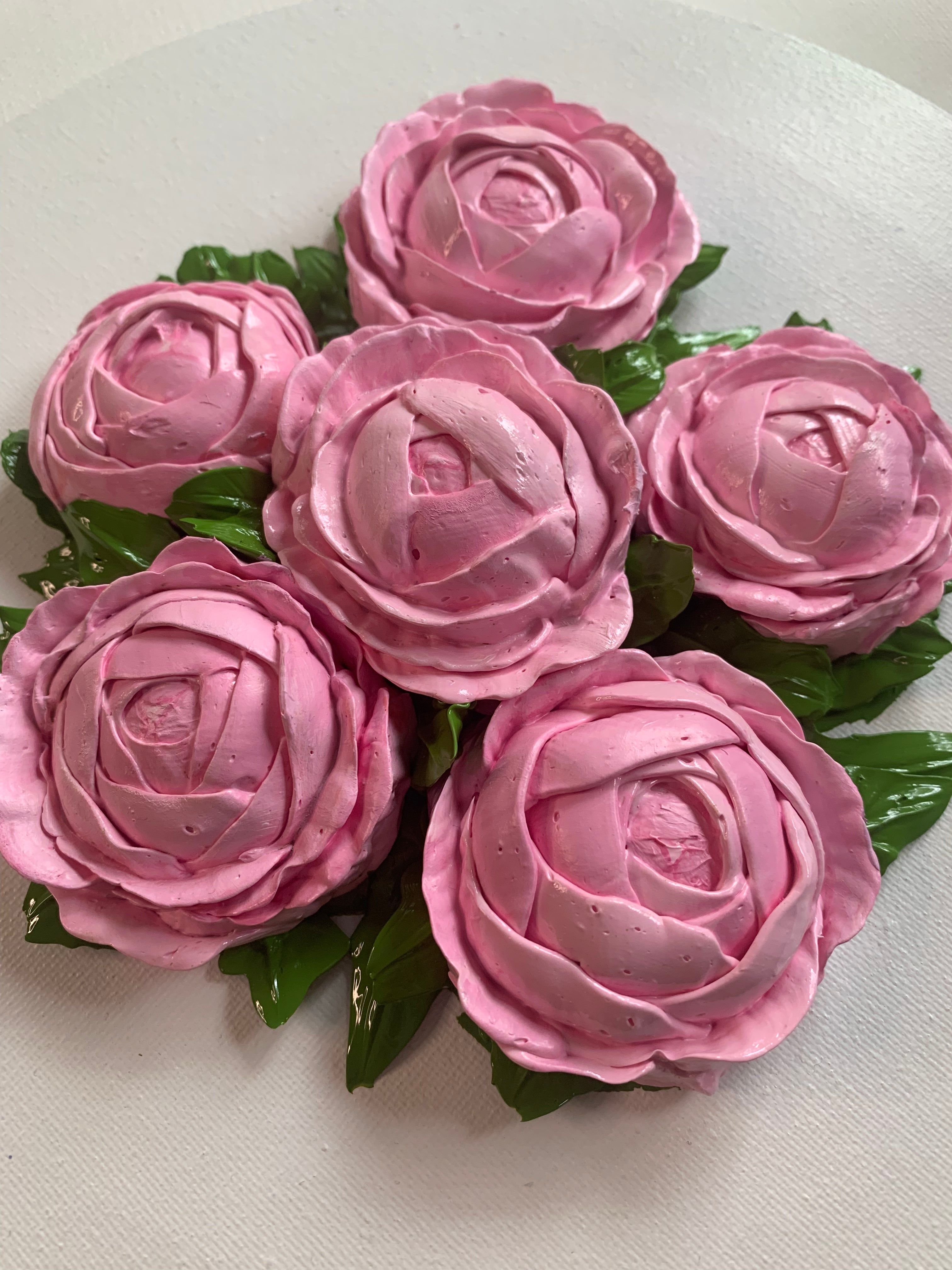 10 inch Round Pink Peonies on White