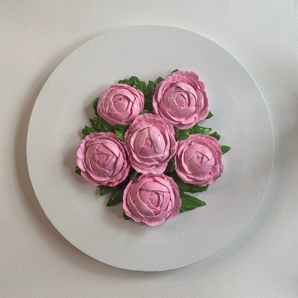 10 inch Round Pink Peonies on White