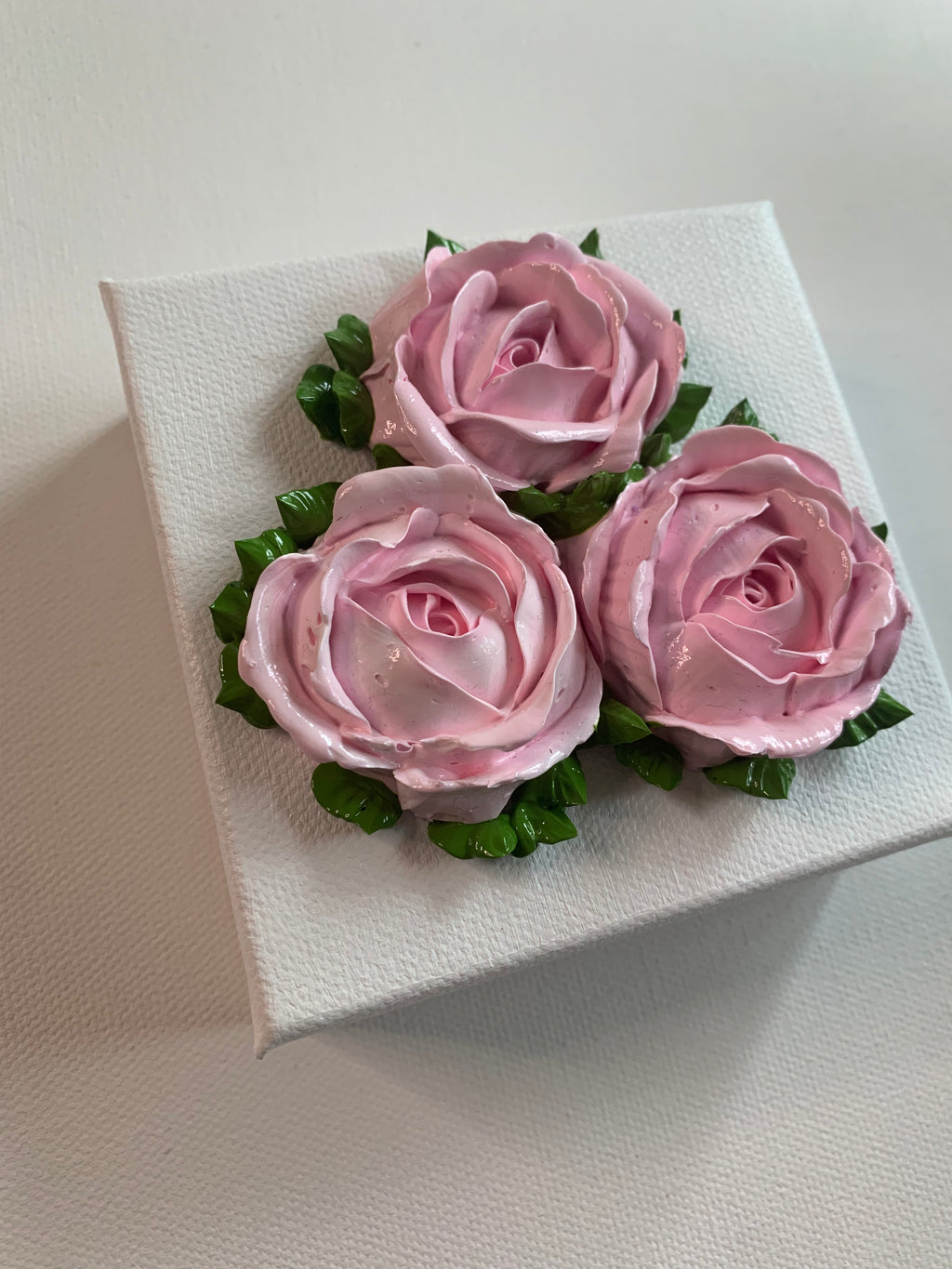 4x4 inch Pink Roses on White