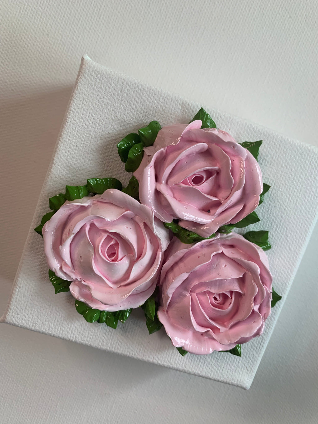 4x4 inch Pink Roses on White