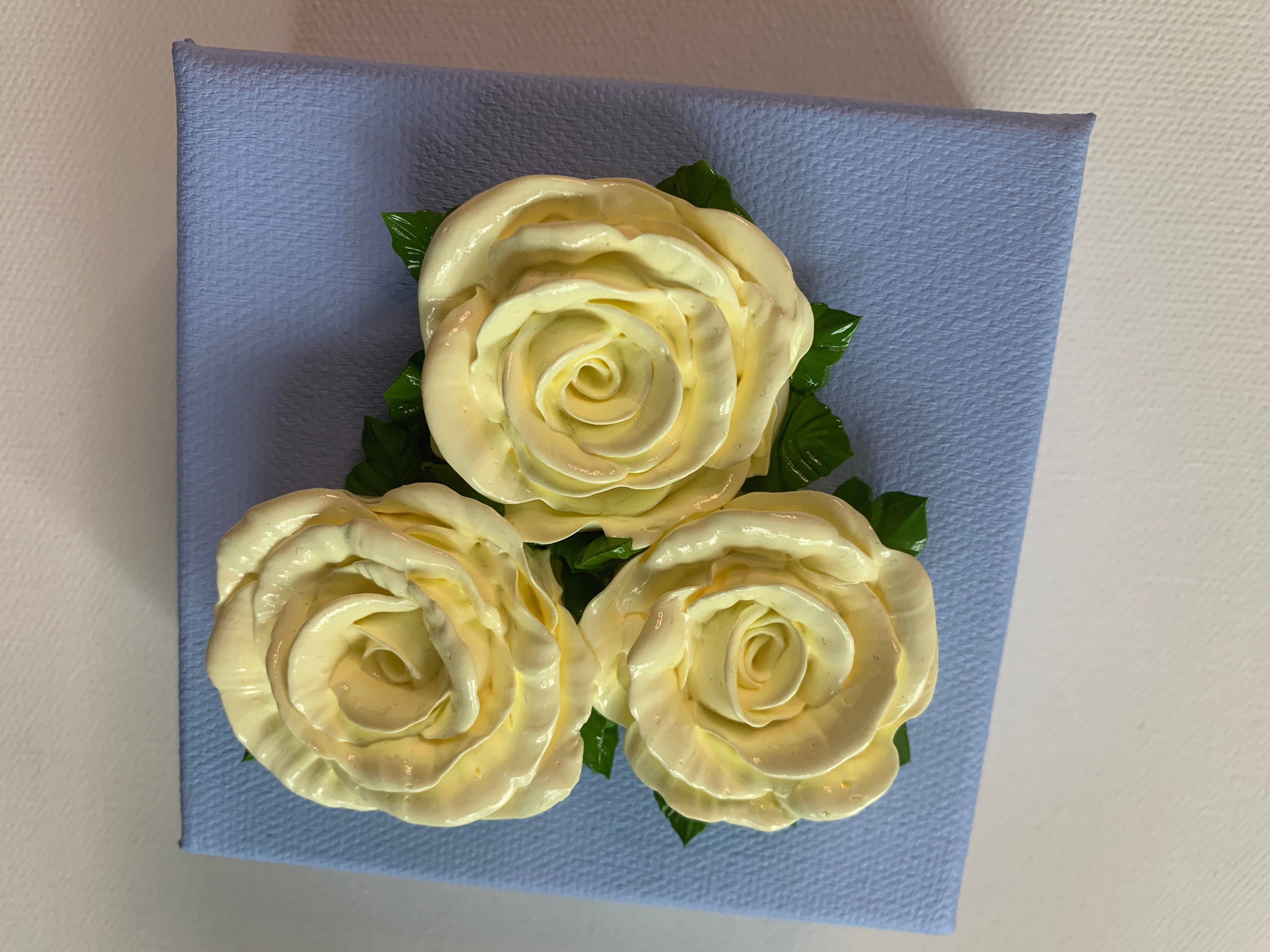 4x4 inch Cream Roses on Powder Blue #1