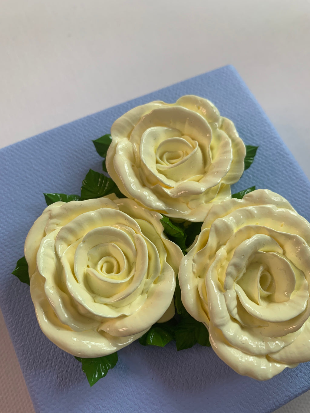 4x4 inch Cream Roses on Powder Blue #1