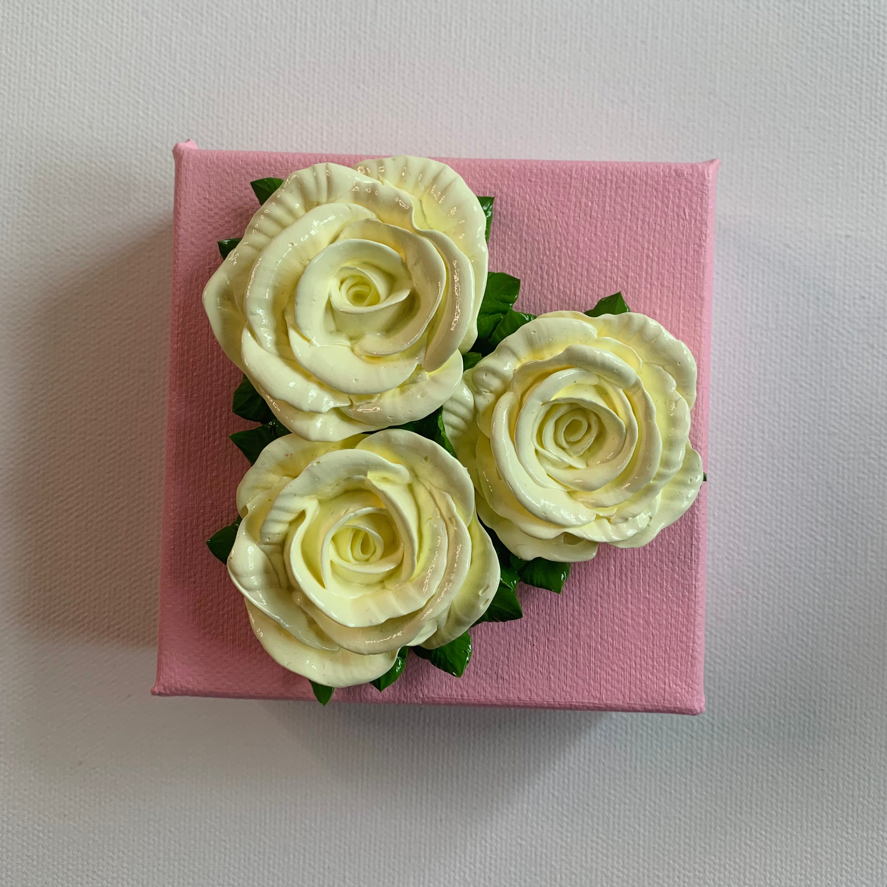 4x4 inch Cream Roses on Pink #2