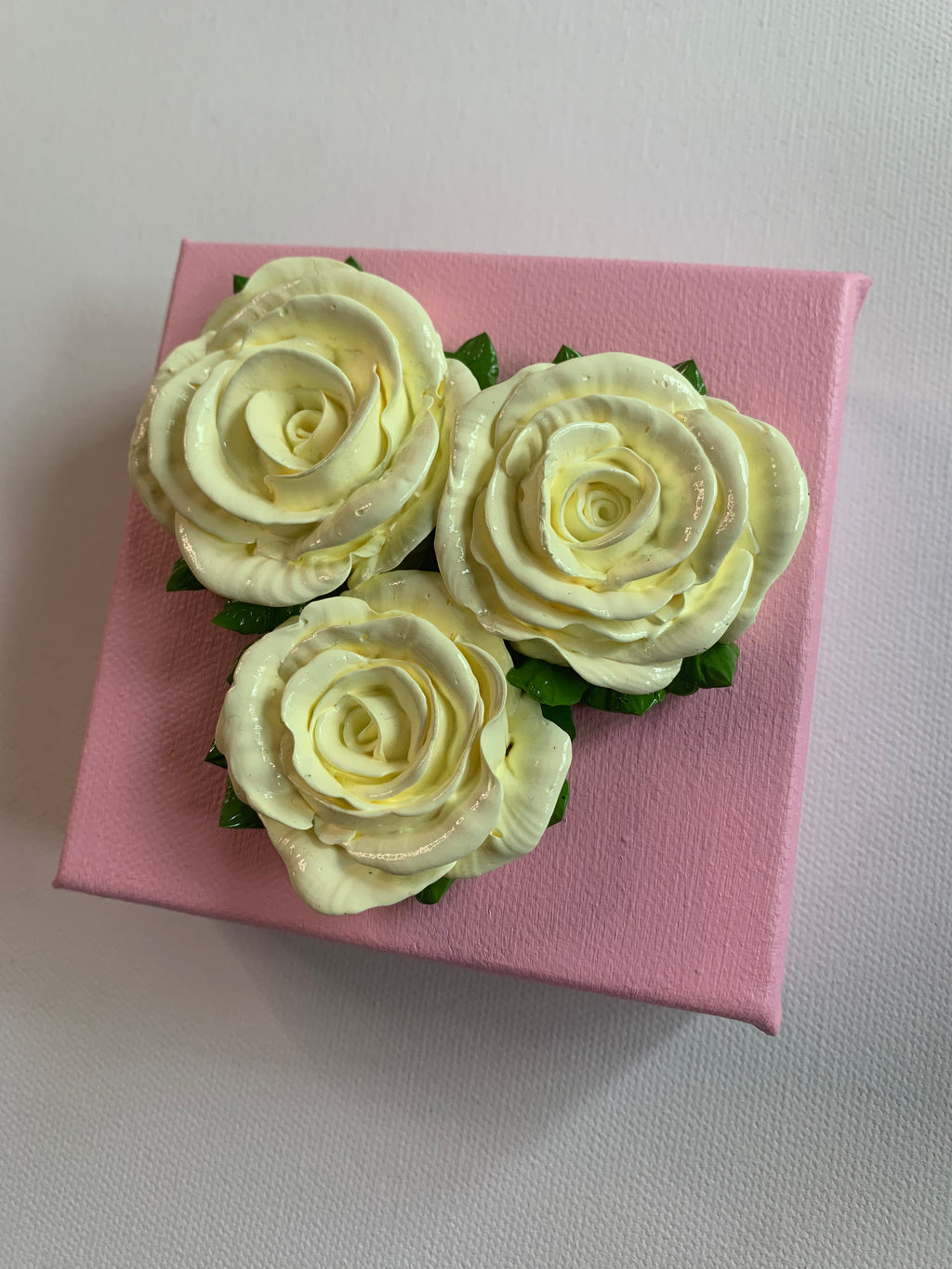 4x4 inch Cream Roses on Pink #1