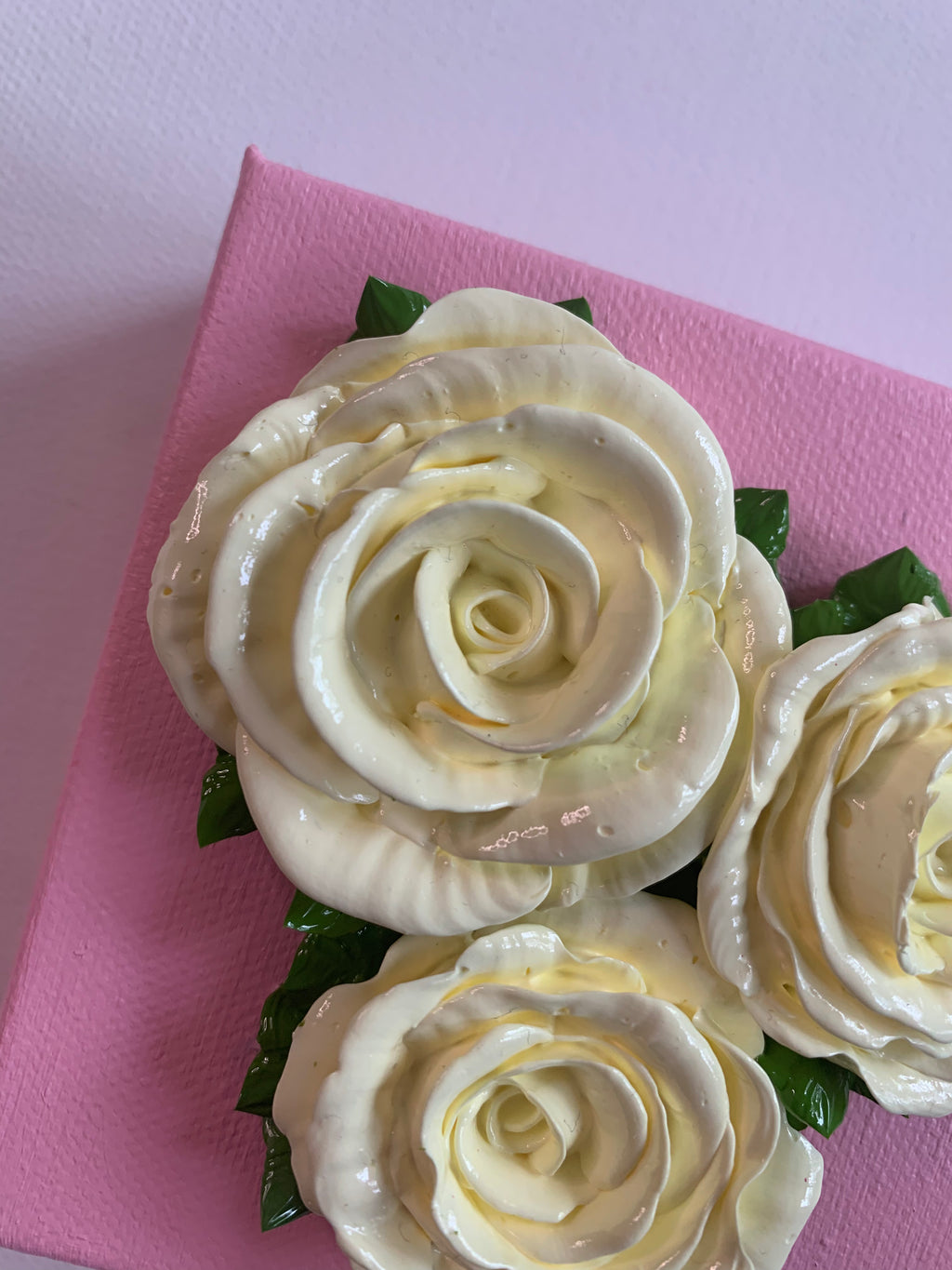 4x4 inch Cream Roses on Pink #1