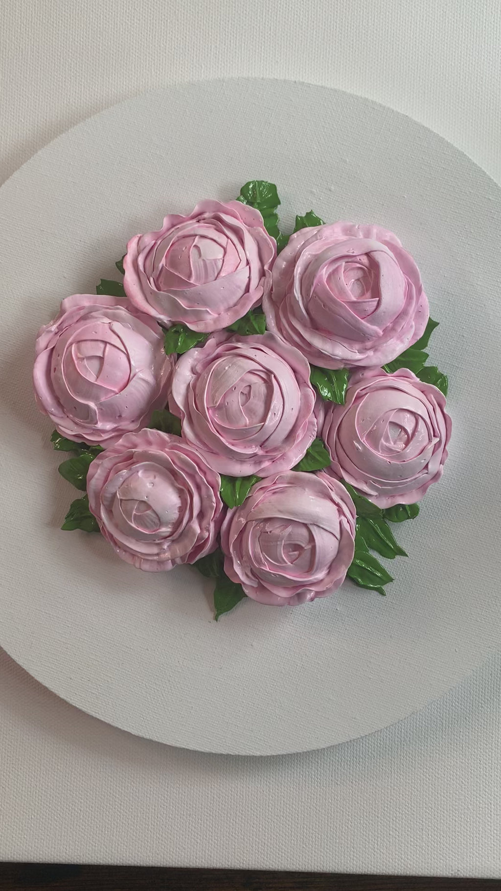 10 inch Round Light Pink Peonies on White