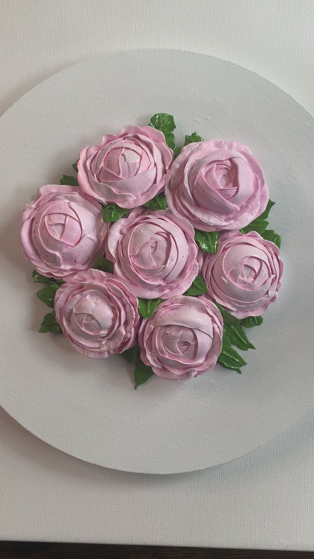 10 inch Round Light Pink Peonies on White