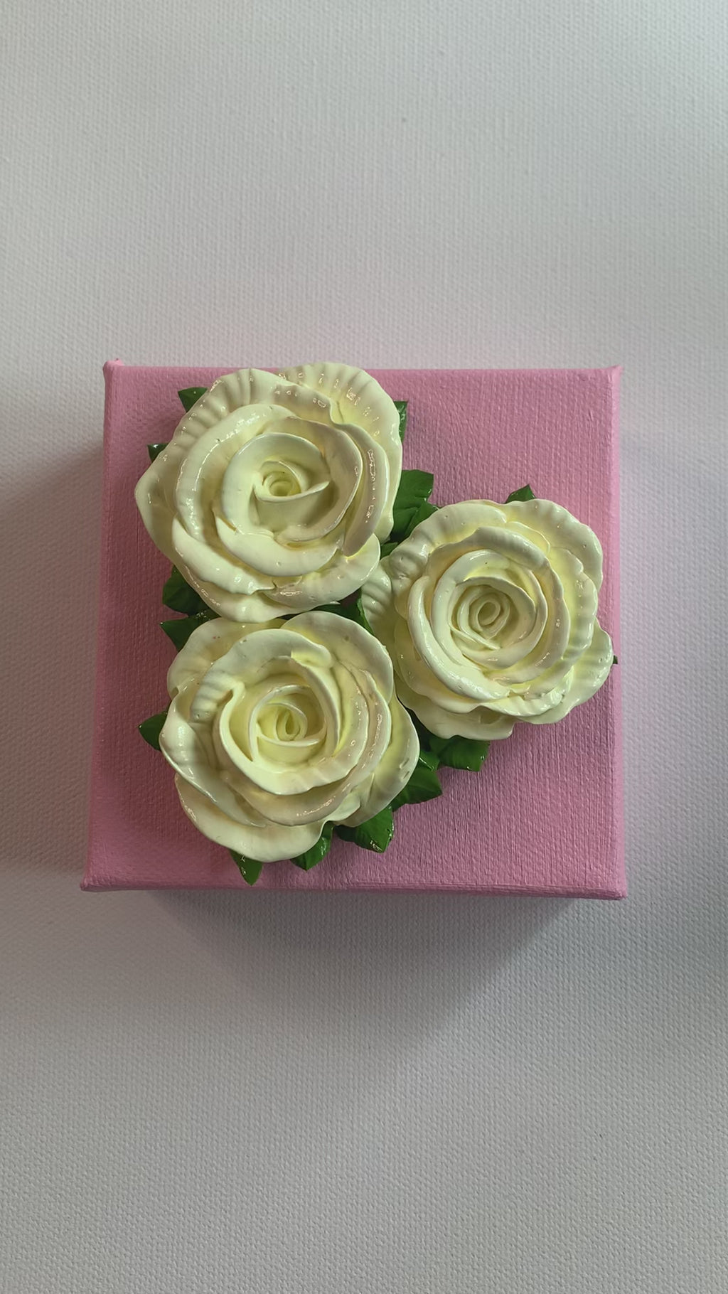 4x4 inch Cream Roses on Pink #2
