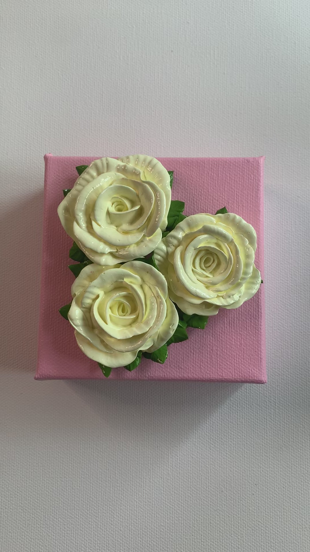 4x4 inch Cream Roses on Pink #2