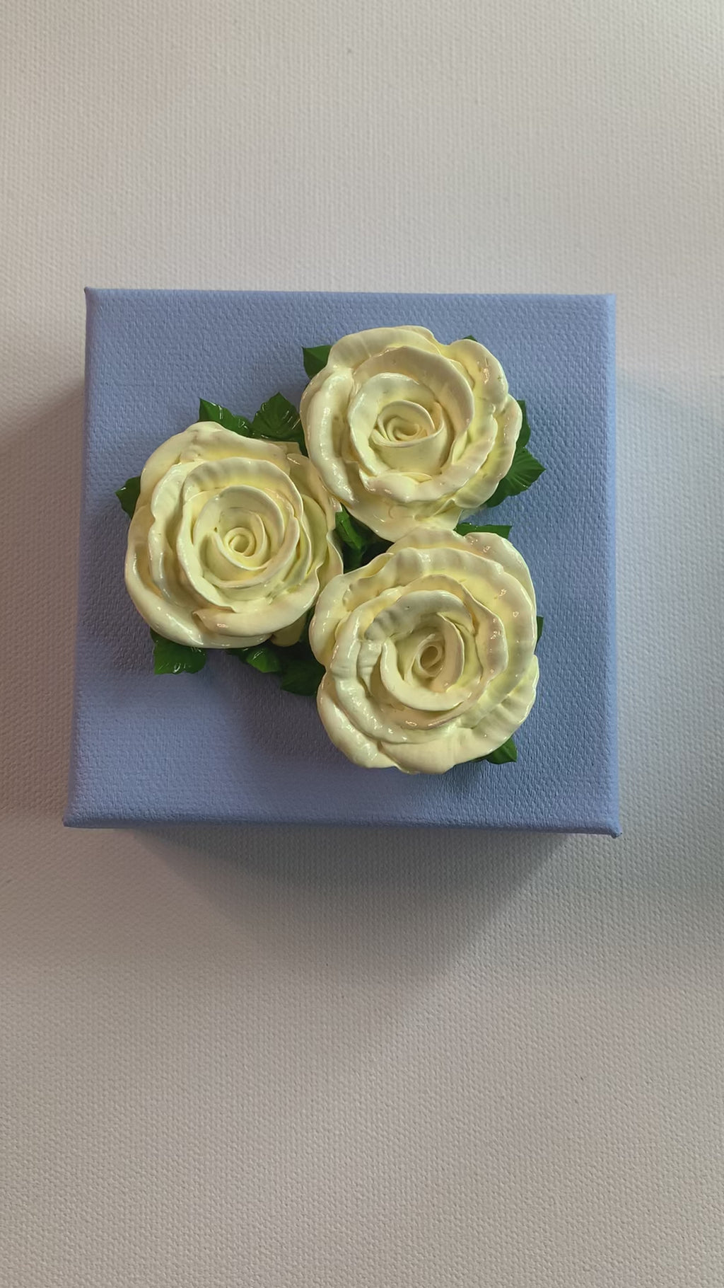 4x4 inch Cream Roses on Powder Blue #1