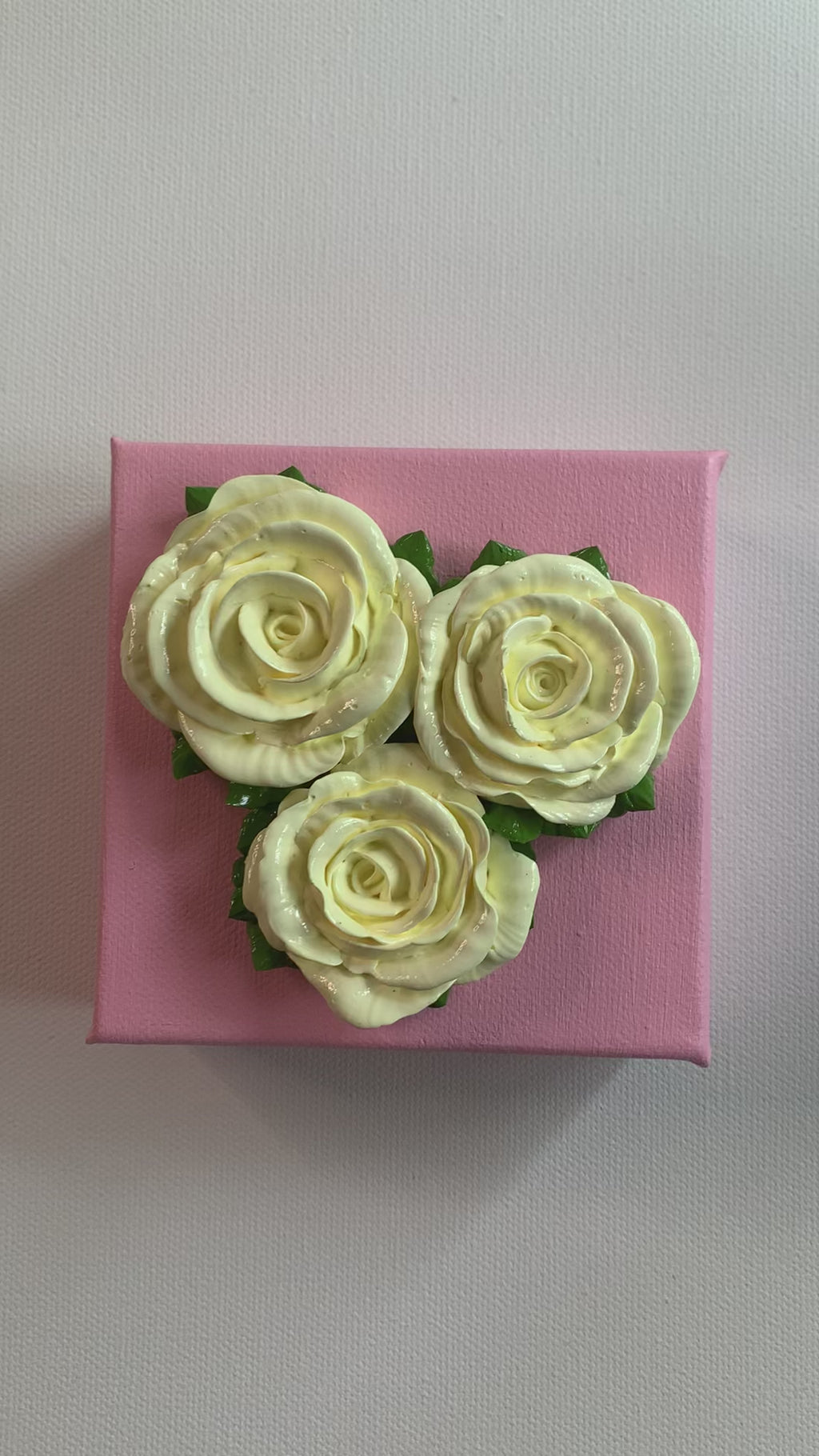 4x4 inch Cream Roses on Pink #1