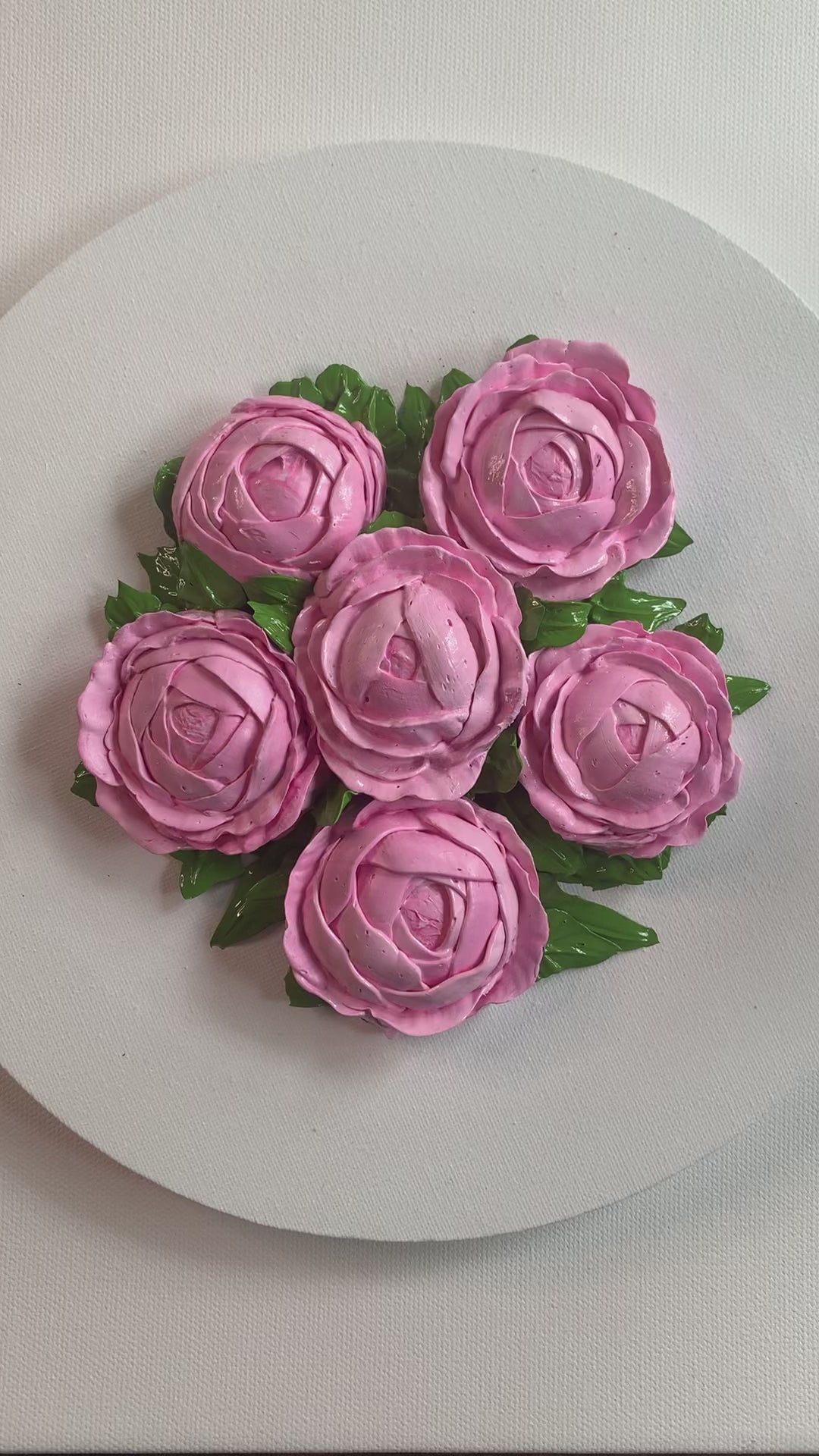 10 inch Round Pink Peonies on White